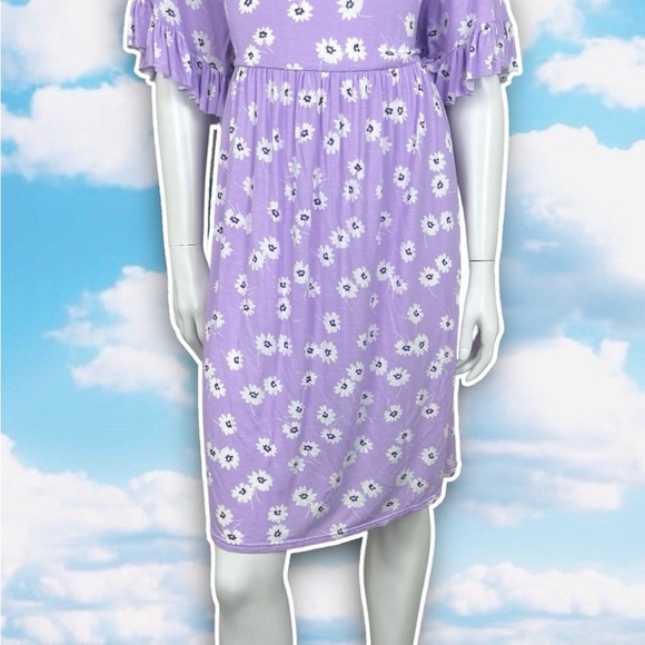NWT ASOS CURVE Daisy Floral Print Ruffle Trim Babydoll Dress Cottagecore Pastel - Picture 6 of 13